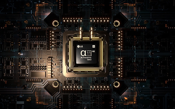 Alpha 11 Gen2 4K AI-Prozessor auf einer modern aussehenden Platine.