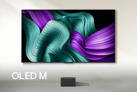 Der LG OLED M zeigt einen abstrakten Hintergrund.