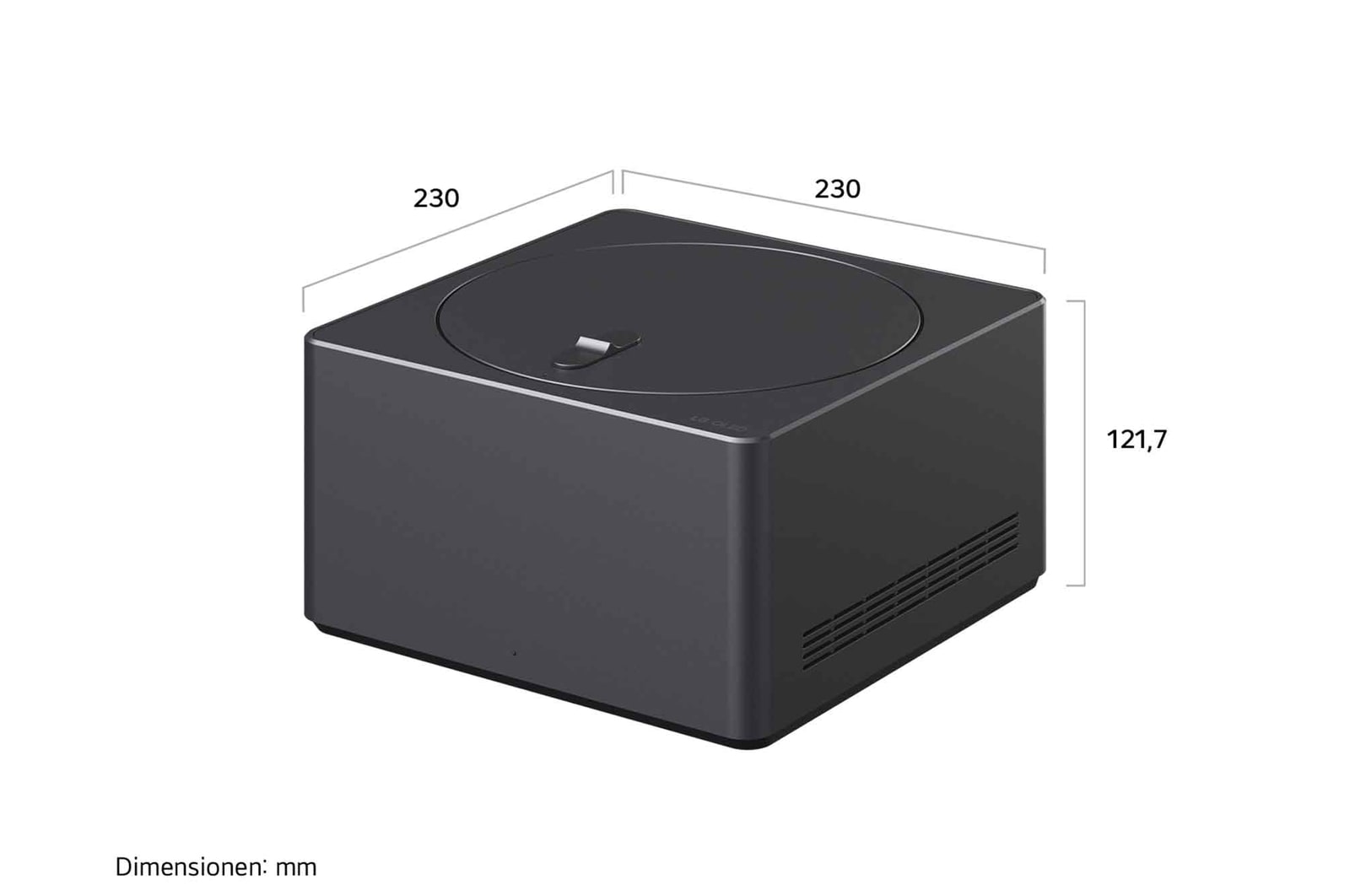 Zero Connect Box mit den entsprechenden Größenangaben in Millimetern. 