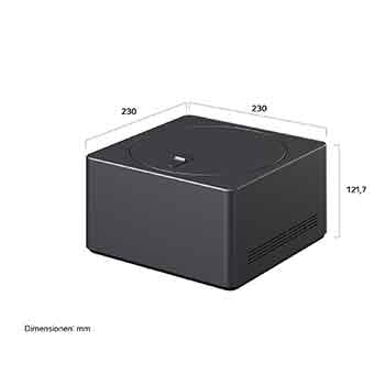 Zero Connect Box mit den entsprechenden Größenangaben in Millimetern. 