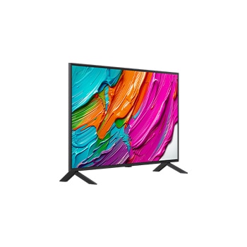 Leicht abgewinkelte Seitenansicht des LG QNED TV von rechts