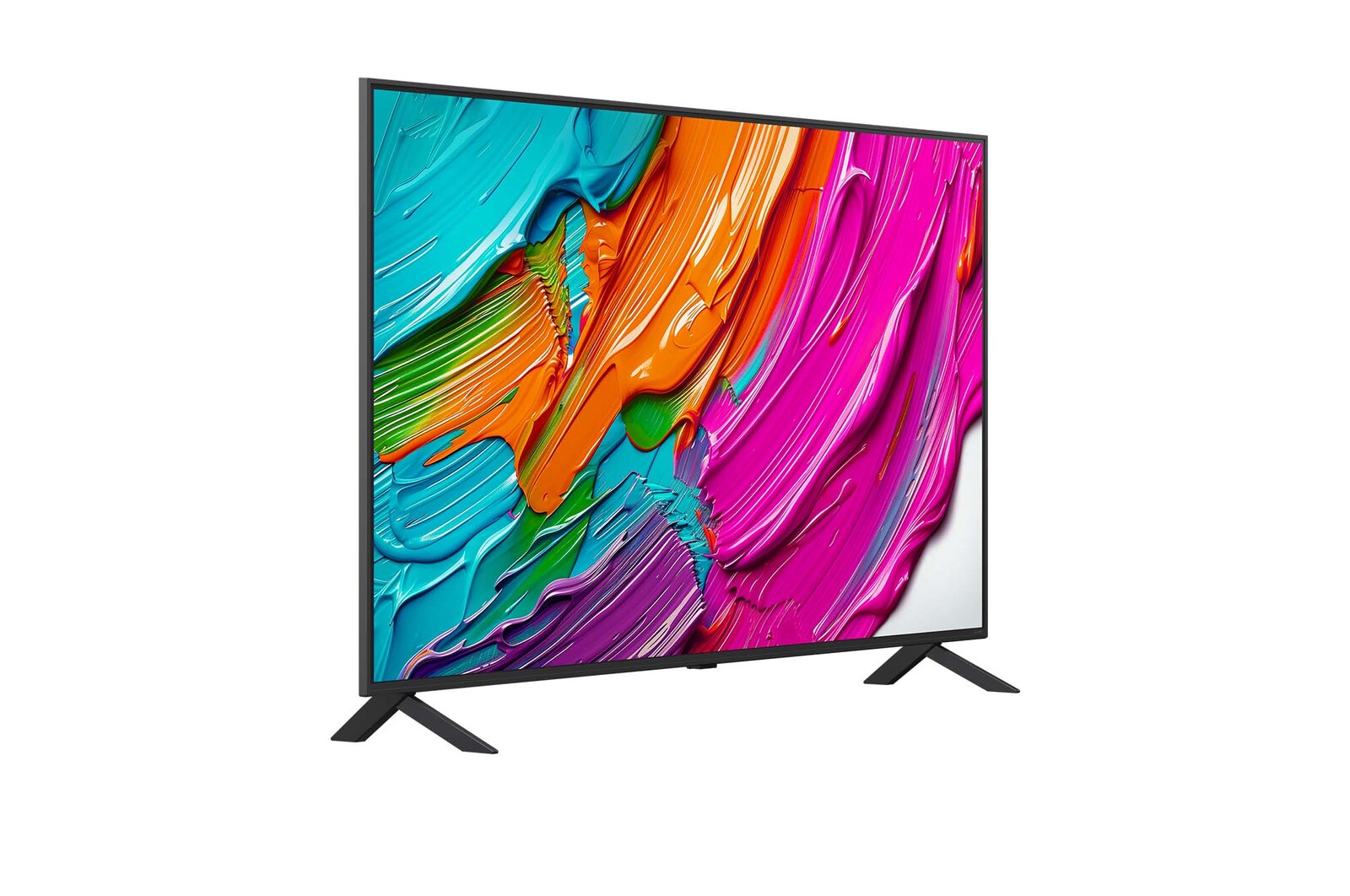 Leicht abgewinkelte Seitenansicht des LG QNED TV von rechts