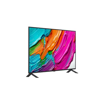 Leicht abgewinkelte Seitenansicht des LG QNED TV von rechts