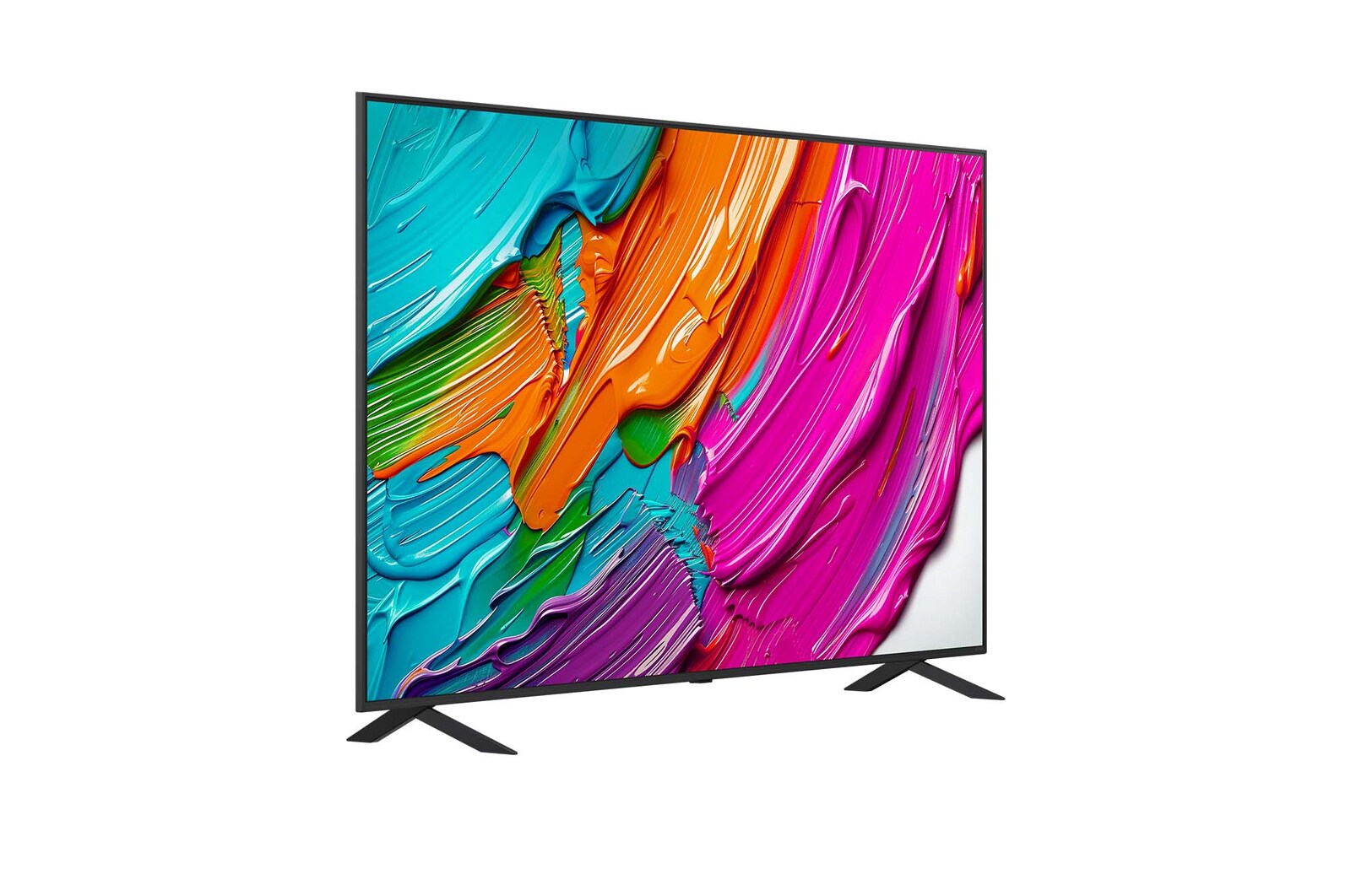 Leicht abgewinkelte Seitenansicht des LG QNED TV von rechts