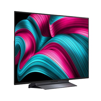 Leicht seitliche Ansicht des LG OLED evo AI C5 4K Smart TV.