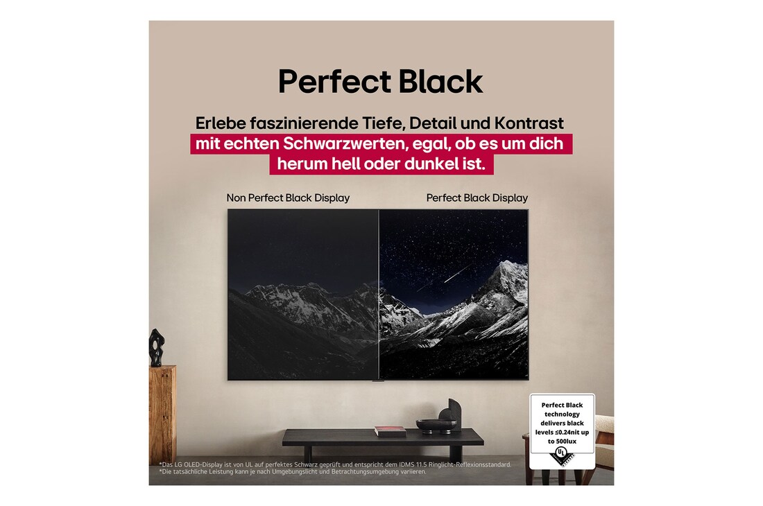 Nächtliches Lagerfeuer inmitten der Natur. In der Ferne sind ein Wald und ein See zu sehen. Der Abendhimmel ist mit Sternen übersät. Die Szene ist in zwei Hälften geteilt. Auf der einen Seite zeigt sie die beeindruckende Brillanz vom Brightness Booster. Auf der anderen Seite ist es dunkler und grauer.