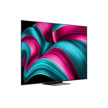 Leicht seitliche Ansicht des LG OLED evo AI C5 4K Smart TV.
