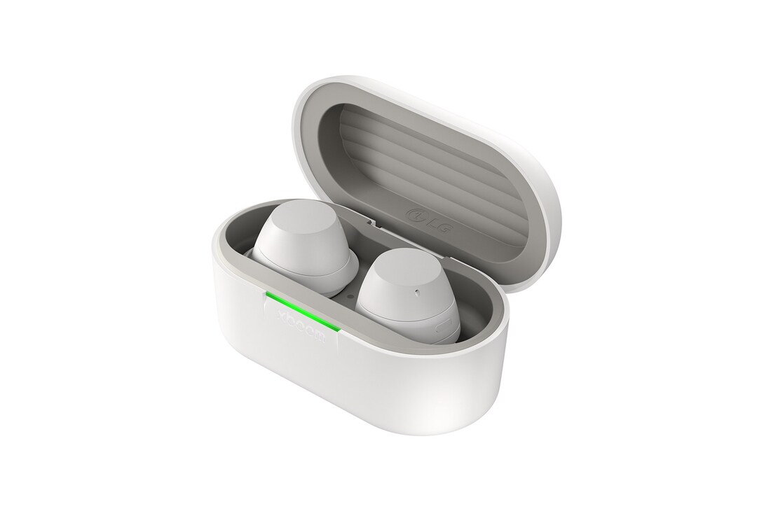 LG xboom Buds by will.i.am | Bluetooth-Ohrhörer | xboom Signature Sound mit Graphen-Treiber, xboom Buds white