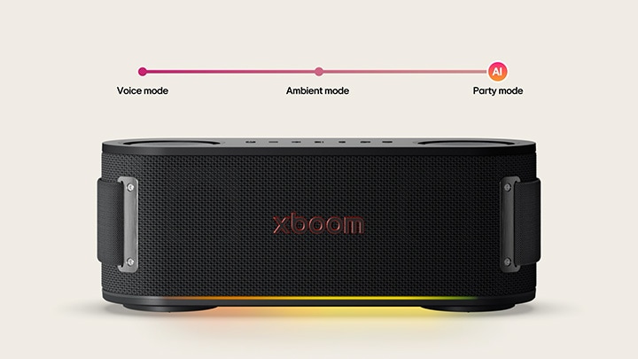 Frontansicht des xboom Bounce mit eingeschaltetem Licht. 