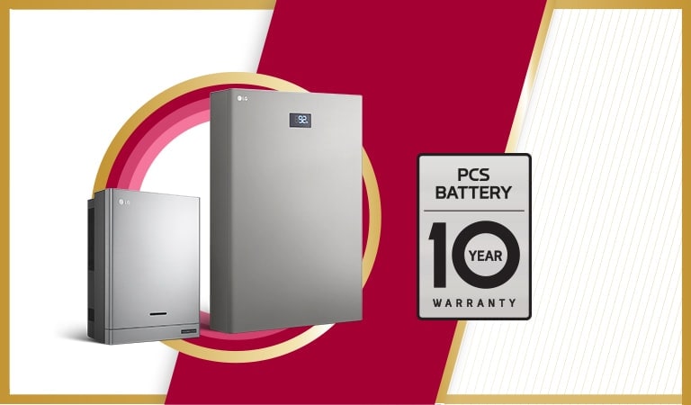 Auf der linken Seite befinden sich zwei Solarprodukte und ein Logo mit einer 10-jährigen Garantie.