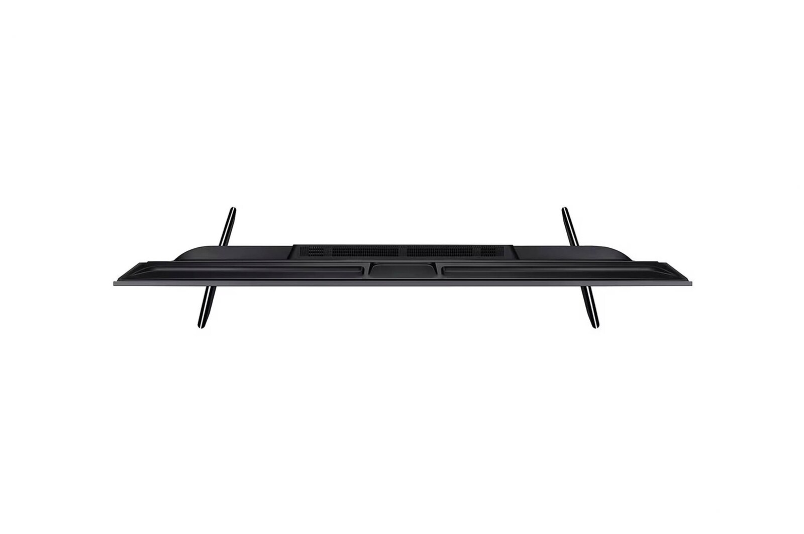Draufsicht auf den LG UHD AI ThinQ 4K UT73 Smart TV zur Darstellung der Breite und der Fußpositionen.
