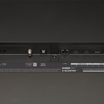 Anschlussübersicht auf der Rückseite des LG OLED evo AI C4 4K Smart TV mit HDMI-, USB-, LAN- und Antenneneingang