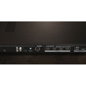Detailaufnahme des Anschlussbereichs auf der Rückseite des LG OLED evo AI C4 4K Smart TV mit HDMI-, LAN- und USB-Ports