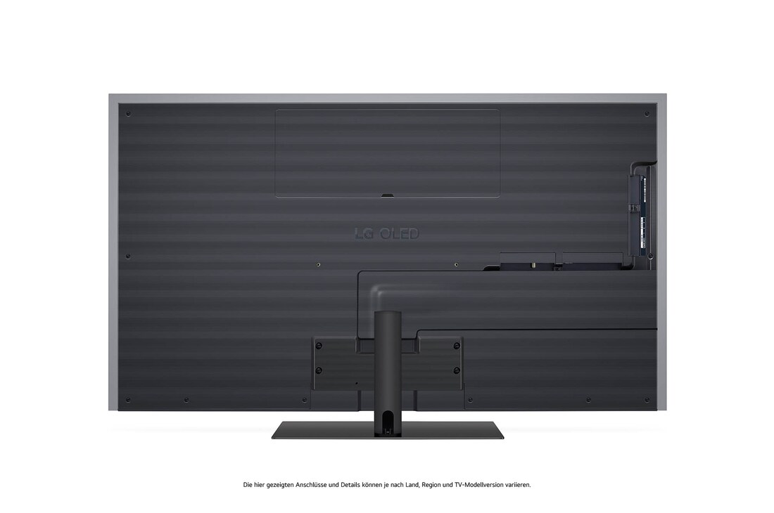 Rückansicht des LG OLED evo AI G4 4K Smart TV mit Kabelmanagement und Wandmontageoptionen.