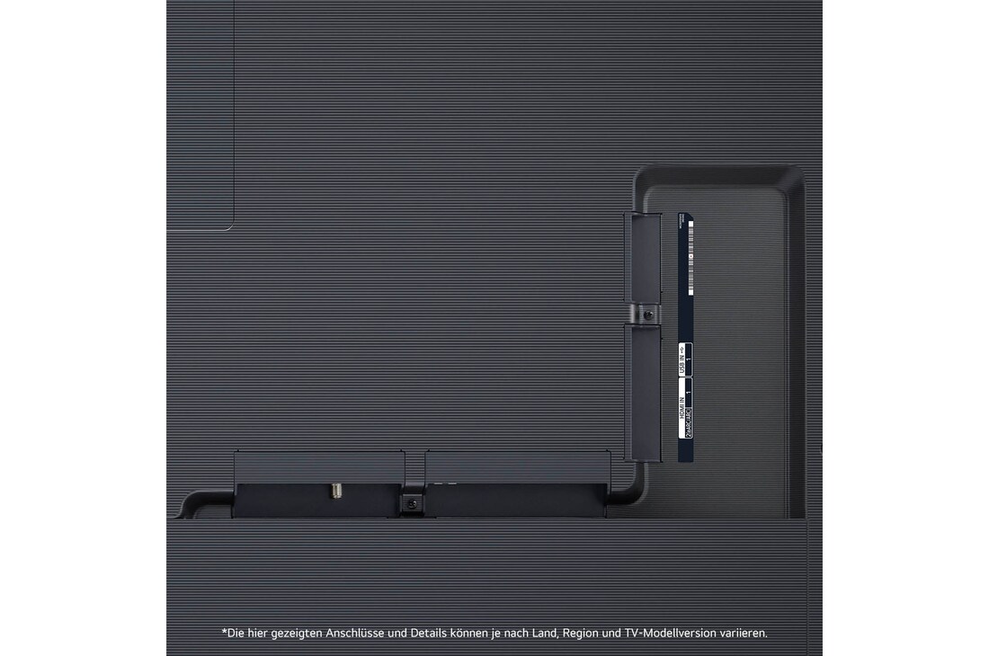 Detailansicht der Rückseite des LG OLED evo AI G4 4K Smart Wand-TVs mit Kabelverlauf und flacher Montage