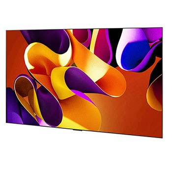 LG OLED evo AI G4 4K Smart Wand-TV aus linkem Blickwinkel mit randlosem, ultraschlankem Design