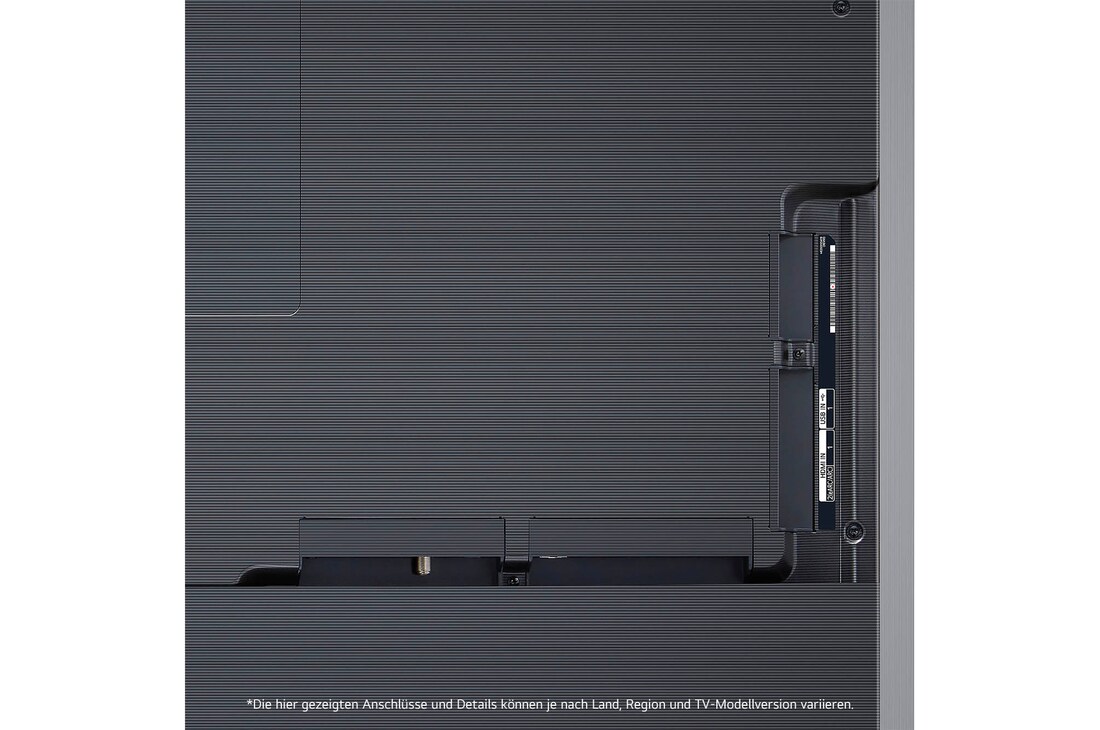 Detailansicht der Rückseite des LG OLED evo AI G4 4K Smart Wand-TVs mit Kabelverlauf und flacher Montage