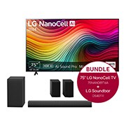 LG 75 Zoll 4K LG NanoCell Smart TV NANO81 + 4.1 Soundbar DS40TR mit 400 Watt, 75NANO81T6A.DS40TR