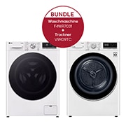 LG Waschmaschine (13 kg, 1.400 U./Min., EEK A) mit silber Bullaugenring + Trockner Weiß (A+++, 9 kg) mit Dual Inverter Wärmepumpentechnologie , F4WR7031.V9R09TC