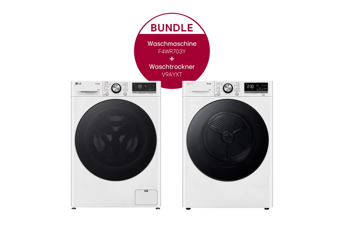 LG Waschmaschine mit 13 kg Kapazität + Trockner mit Dual Inverter im Set | F4WR703Y.V9A2XT, F4WR703Y.V9A2XT