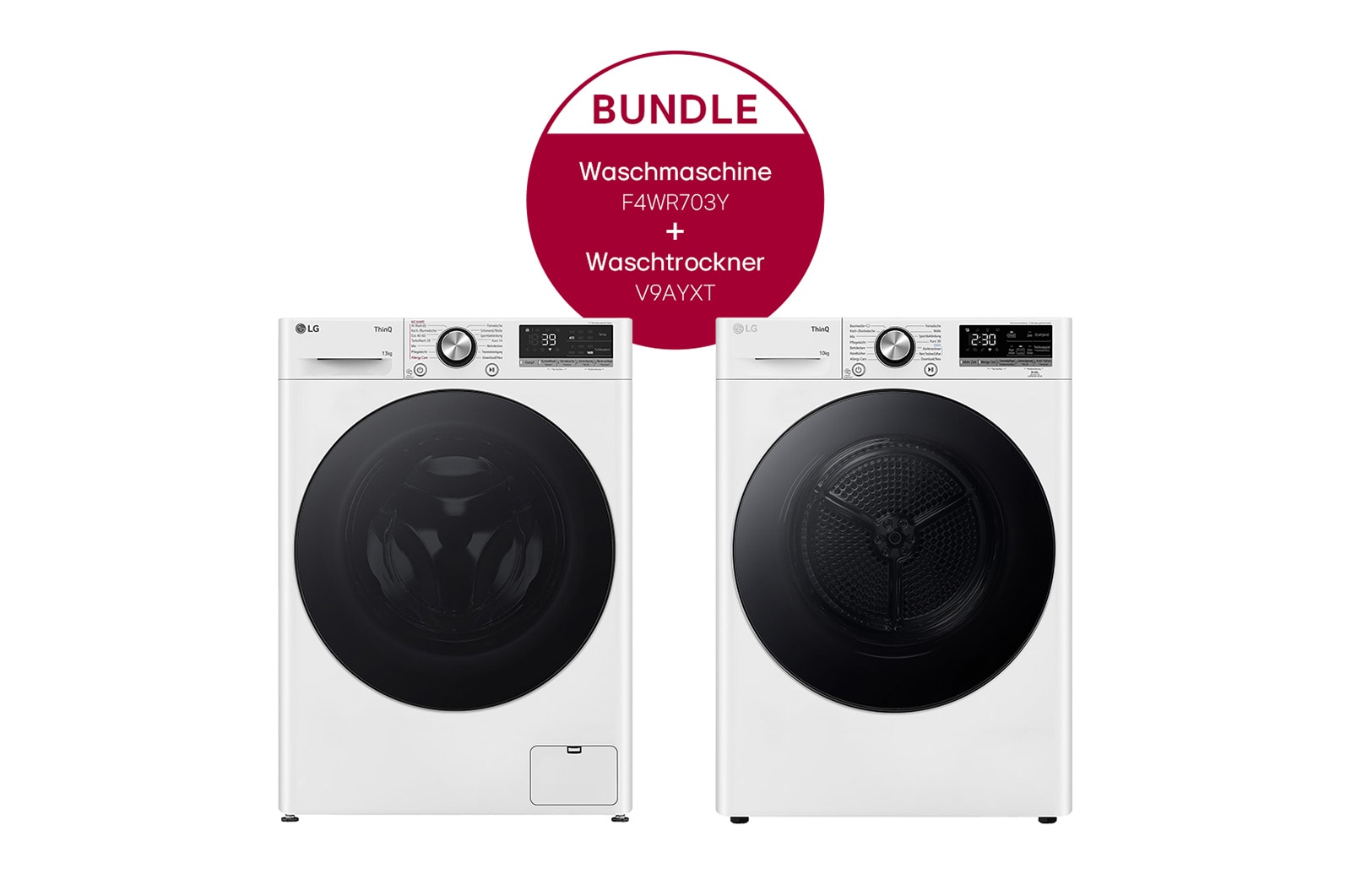Vorderansicht von Waschmaschine mit 13 kg Kapazität &#43; Trockner mit Dual Inverter im Set | F4WR703Y.V9A2XT F4WR703Y.V9A2XT