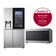 LG Side-by-Side Kühlschrank mit InstaView Door-in-Door® (E, 635L, 179cm hoch ) und Solo-Mikrowelle (25L, 1000 Watt) im Set | GSXV90BSDE.2595CIS, GSXV90BSDE.2595CIS