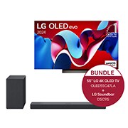 LG 55 Zoll LG OLED evo C4 4k Smart TV + 3.1.3 Dolby Atmos® Soundbar mit 400 Watt, OLED55C47LA.DSC9S