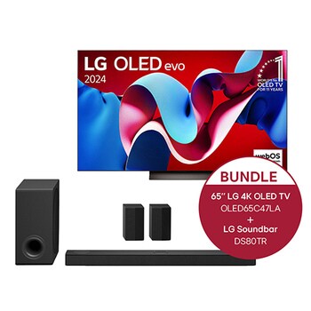 LG 65 Zoll LG OLED evo C4 4K Smart TV + 5.1.3 Dolby Atmos Soundbar mit 580 Watt, OLED65C47LA.DS80TR