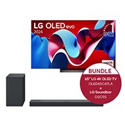 LG 65 Zoll LG OLED evo C4 4k Smart TV + 3.1.3 Dolby Atmos® Soundbar mit 400 Watt, OLED65C47LA.DSC9S