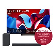 LG 77 Zoll LG OLED evo C4 4k Smart TV + 3.1.3 Dolby Atmos® Soundbar mit 400 Watt, OLED77C43LA.DSC9S