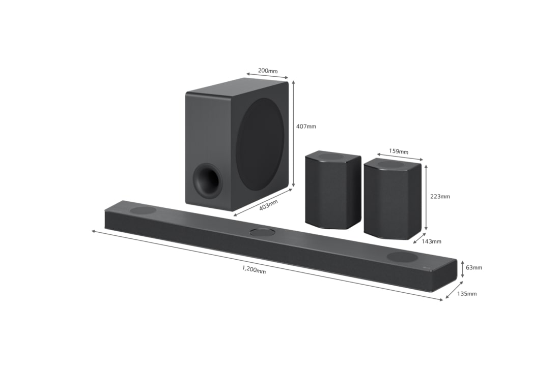 LG 9.1.5 Dolby Atmos® Soundbar mit 810 Watt | kabelloser Subwoofer | 3-Way-Upfiring-Rücklautsprecher, DS95QR