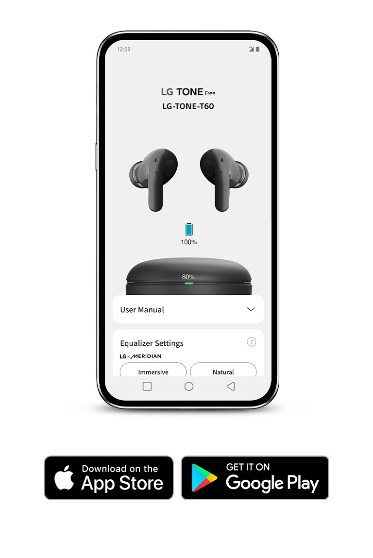 Ein Smartphone mit dem Bildschirm der TONE Free App.