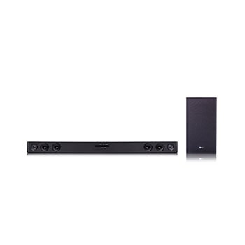 Vorderansicht von Soundbar und Woofer