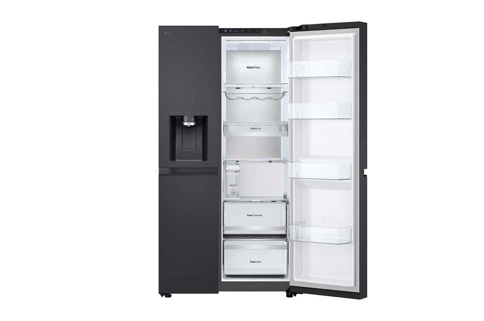LG Side-by-Side Kühlschrank  (B, 623L, 179cm hoch) mit Eis-, Crushed Ice- und Wasserspender & internem Wassertank | GSLE91EVAB, GSLE91EVAB