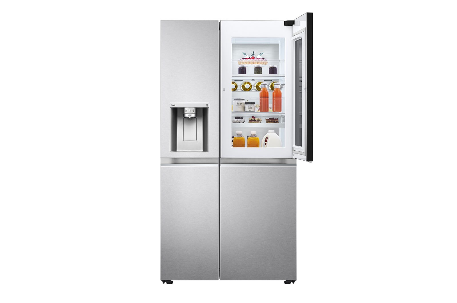 LG Side-by-Side Kühlschrank mit InstaView Door-in-Door® (E, 635L, 179 cm hoch ) mit Eis-, Crushed Ice- und Wasserspender, Festwasseranschluss & Craft Ice | GSXV90BSDE, GSXV90BSDE