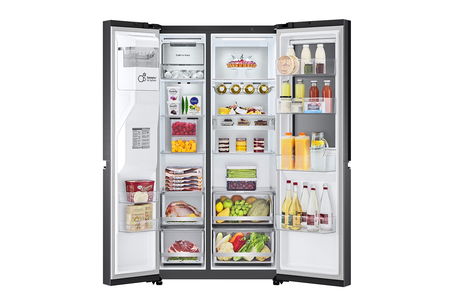 LG Side-by-Side Kühlschrank mit InstaView Door-in-Door® (E, 635L, 179cm hoch) mit Eis-, Crushed Ice- und Wasserspender, Festwasseranschluss & Craft Ice | GSXV90MCDE, GSXV90MCDE