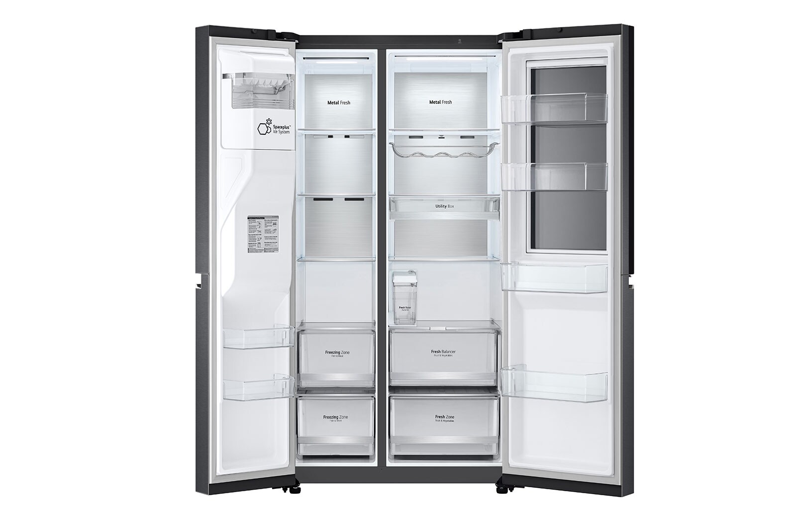 LG Side-by-Side Kühlschrank mit InstaView Door-in-Door® (E, 635L, 179cm hoch) mit Eis-, Crushed Ice- und Wasserspender & internem Wassertank | GSXV91MCAE , GSXV91MCAE