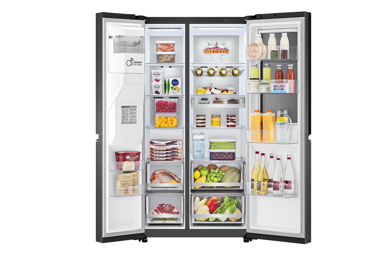 LG Side-by-Side Kühlschrank mit InstaView Door-in-Door® (E, 635L, 179cm hoch) mit Eis-, Crushed Ice- und Wasserspender & internem Wassertank | GSXV91MCAE , GSXV91MCAE