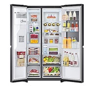 LG Side-by-Side Kühlschrank mit InstaView Door-in-Door® (E, 635L, 179cm hoch) mit Eis-, Crushed Ice- und Wasserspender & internem Wassertank | GSXV91MCAE , GSXV91MCAE