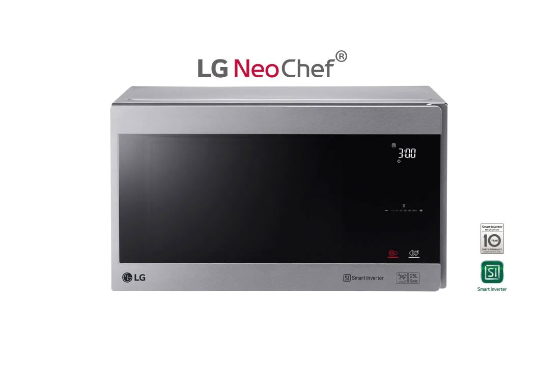 LG Solo-Mikrowelle Noble Steel (25 L, 1000 Watt) mit Smart Inverter Technologie & EasyClean | MS2595CIS, MS2595CIS