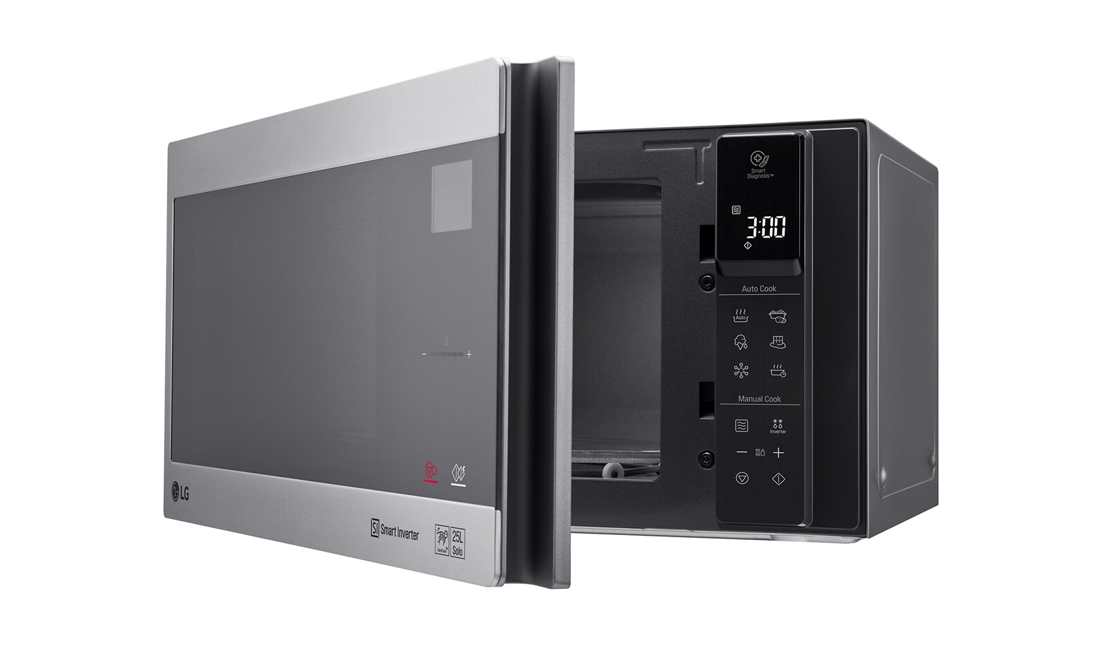 LG Solo-Mikrowelle Noble Steel (25 L, 1000 Watt) mit Smart Inverter Technologie & EasyClean | MS2595CIS, MS2595CIS