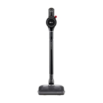 Front view of  LG CordZero™ A9Kompressor Cordless Handstick in silver (Made in Korea), tilt left, A9K-CORE
