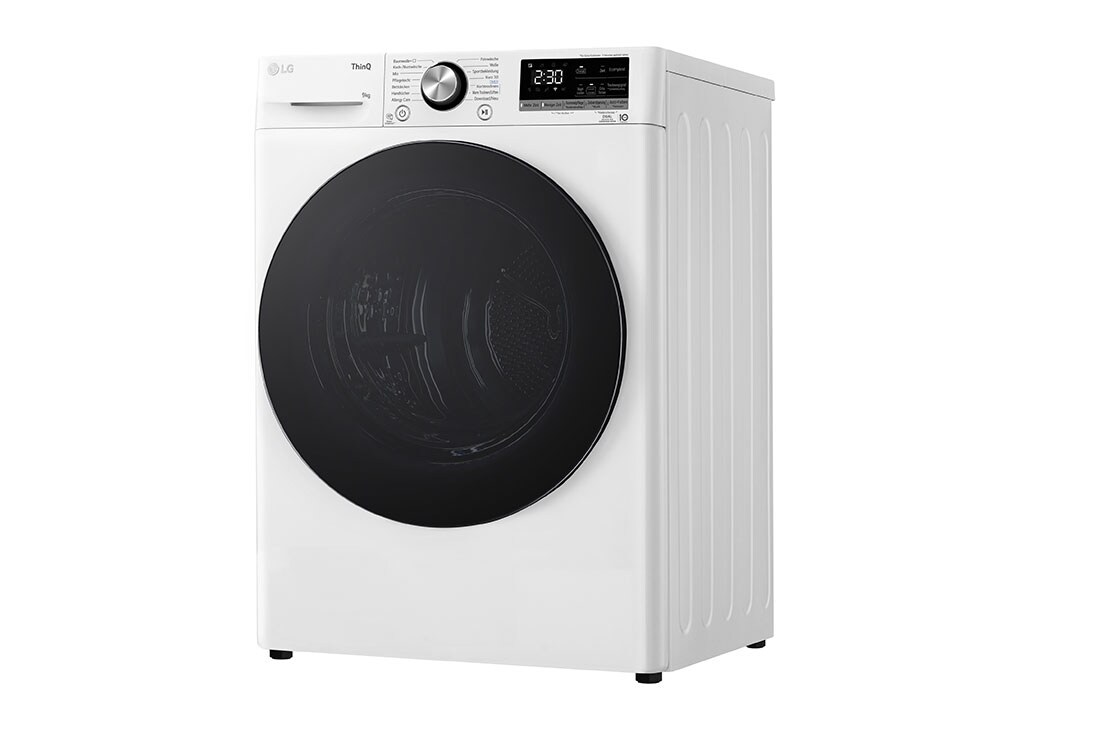 LG Trockner Weiß (C, 9 kg) mit Dual Inverter Wärmepumpentechnologie & selbstreinigendem Kondensator I RT90V9W, RT90V9W