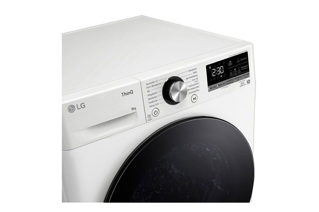 LG Trockner Weiß (C, 9 kg) mit Dual Inverter Wärmepumpentechnologie & selbstreinigendem Kondensator I RT90V9W, RT90V9W