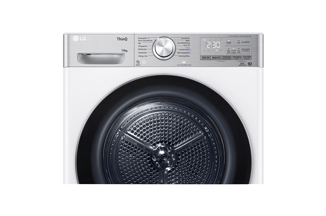LG Trockner Weiß (C, 10 kg) mit Dual Inverter Wärmepumpentechnologie & selbstreinigendem Kondensator I V9A2XT, V9A2XT