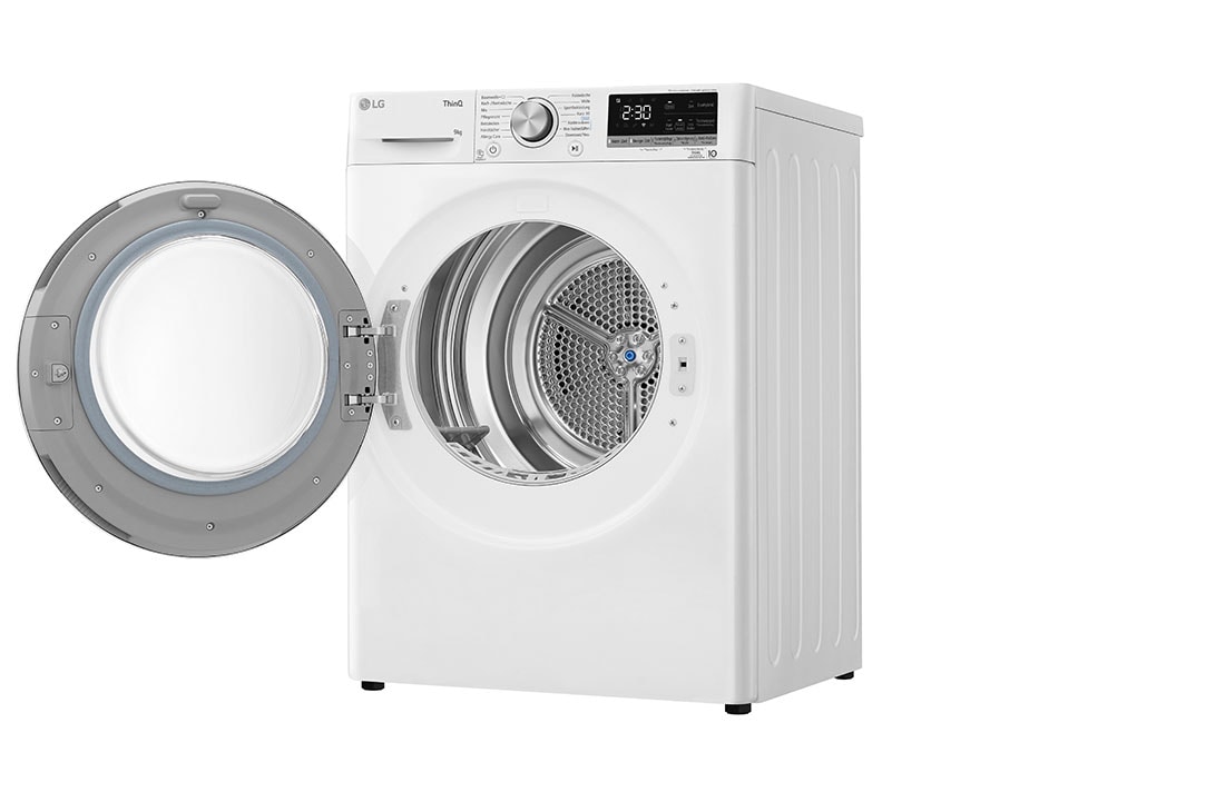 LG Trockner Weiß (A+++, 9 kg) mit Dual Inverter Wärmepumpentechnologie & selbstreinigendem Kondensator I V9R09TC, V9R09TC