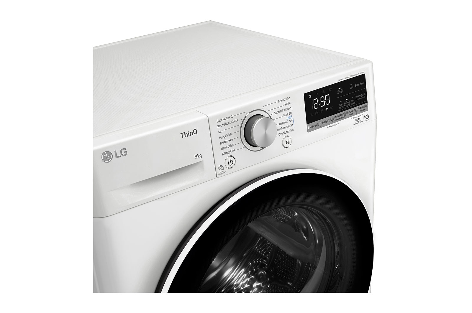 LG Trockner Weiß (A+++, 9 kg) mit Dual Inverter Wärmepumpentechnologie & selbstreinigendem Kondensator I V9R09TC, V9R09TC
