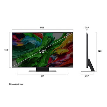 Seitenansicht von links des LG QNED evo TV 