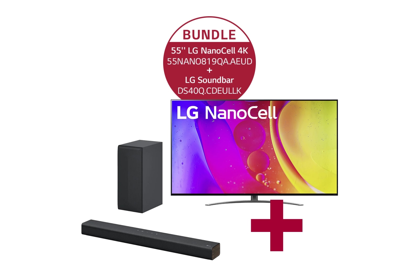 LG 55NANO819QA 55'' LG NanoCell 4K TV NANO81 & DS40Q 2.1 Soundbar mit 300 Watt | kabelloser Subwoofer, 55NANO819QA.DS40Q