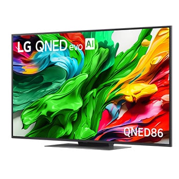 Leicht abgewinkelte Seitenansicht des LG QNED evo TV von rechts